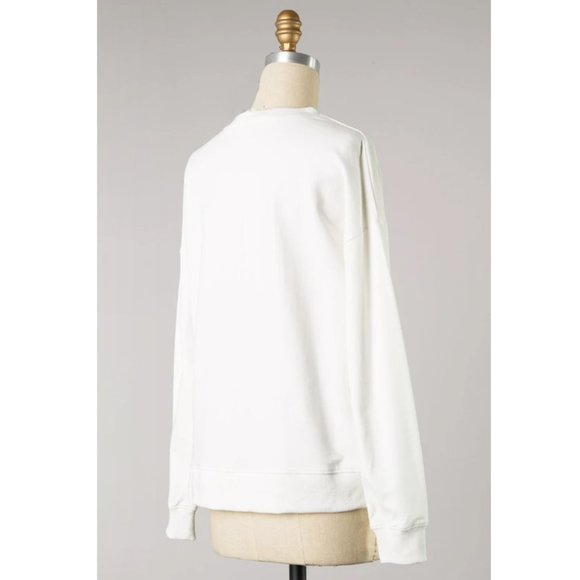 White Ivory C'est La Vie J'aime Cotton Sweatshirt - Picture 5 of 9
